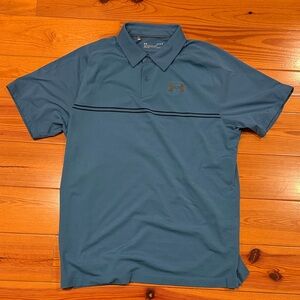 Under Armour Teal Short-Sleeve Golf Polo with Chest Stripe